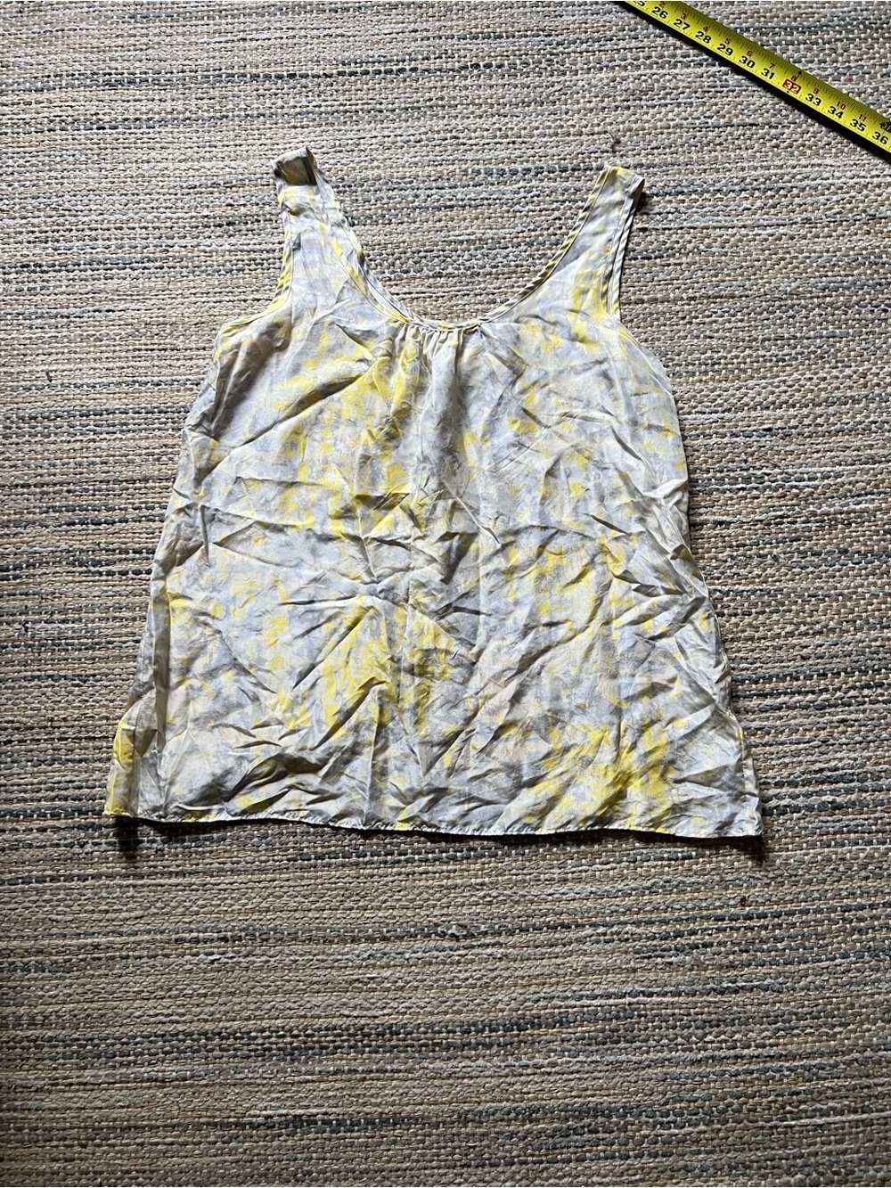 CAbi Yellow and White Printed Scoop Neck Tank
